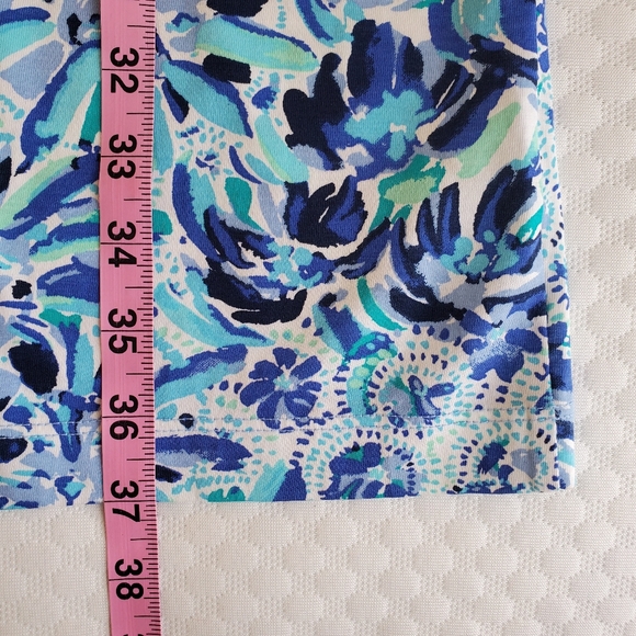 Lilly Pulitzer Carlile Small Blue Iris High Mainten Blouson Sleeve Pima Beach S - Picture 12 of 13